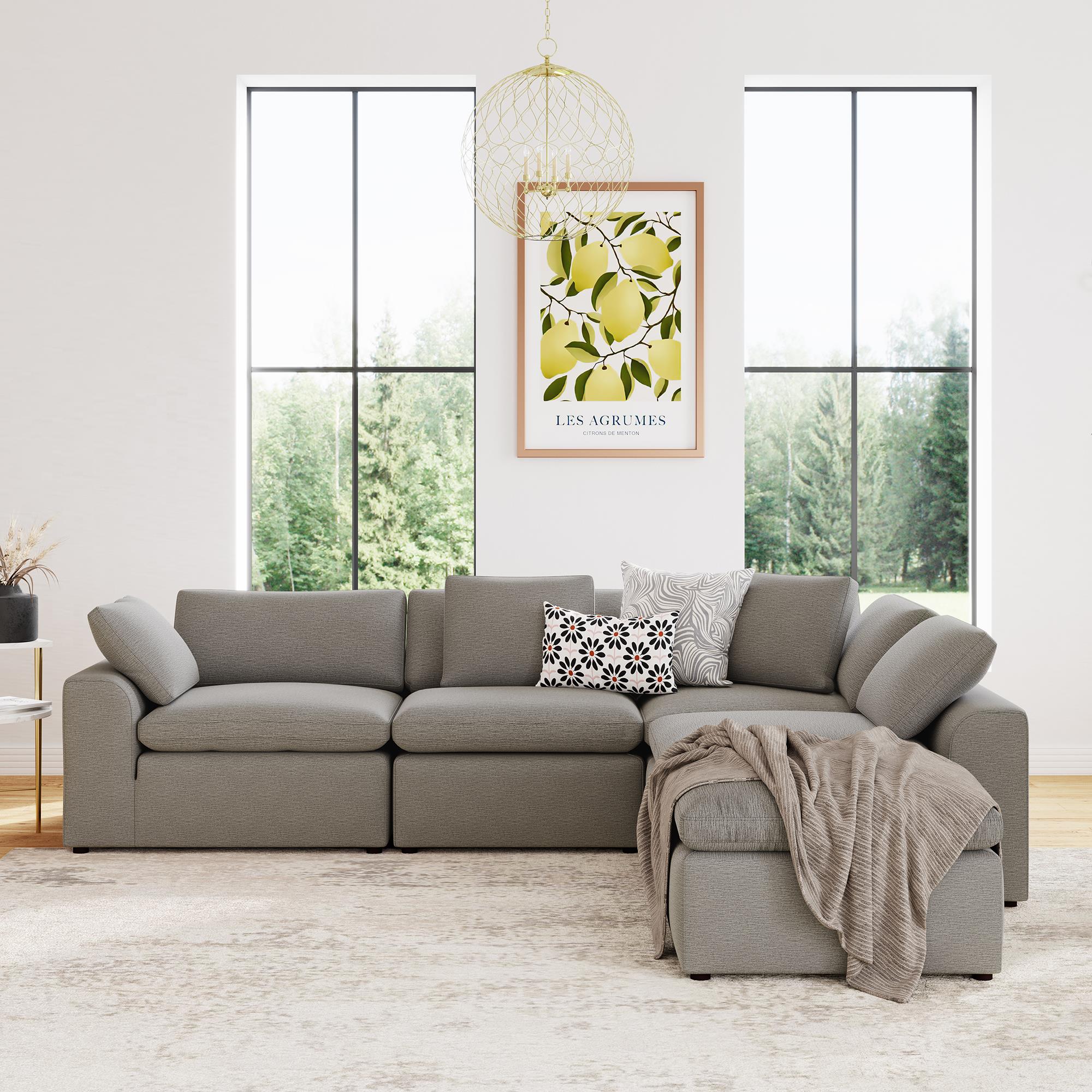 York Modular Ottoman, Urban Steel Taupe - Taupe