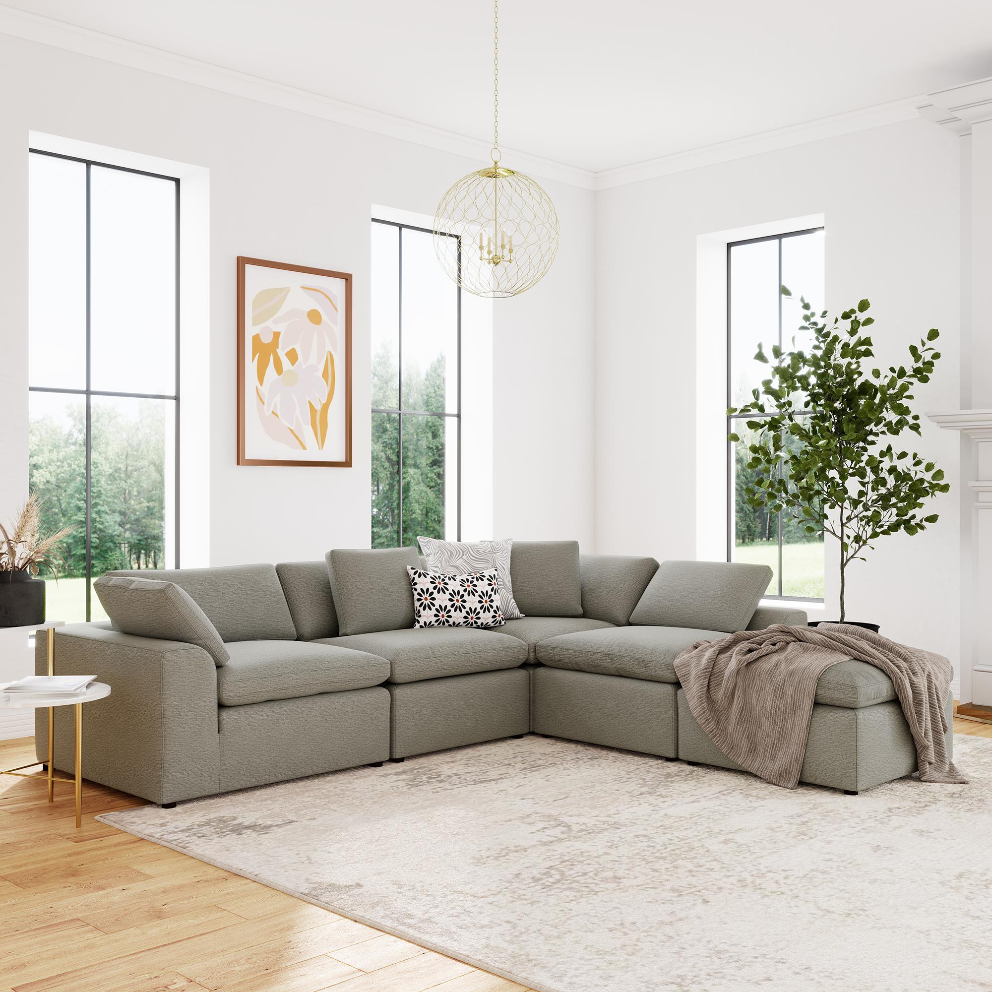 York Modular Ottoman, Urban Steel Taupe - Taupe