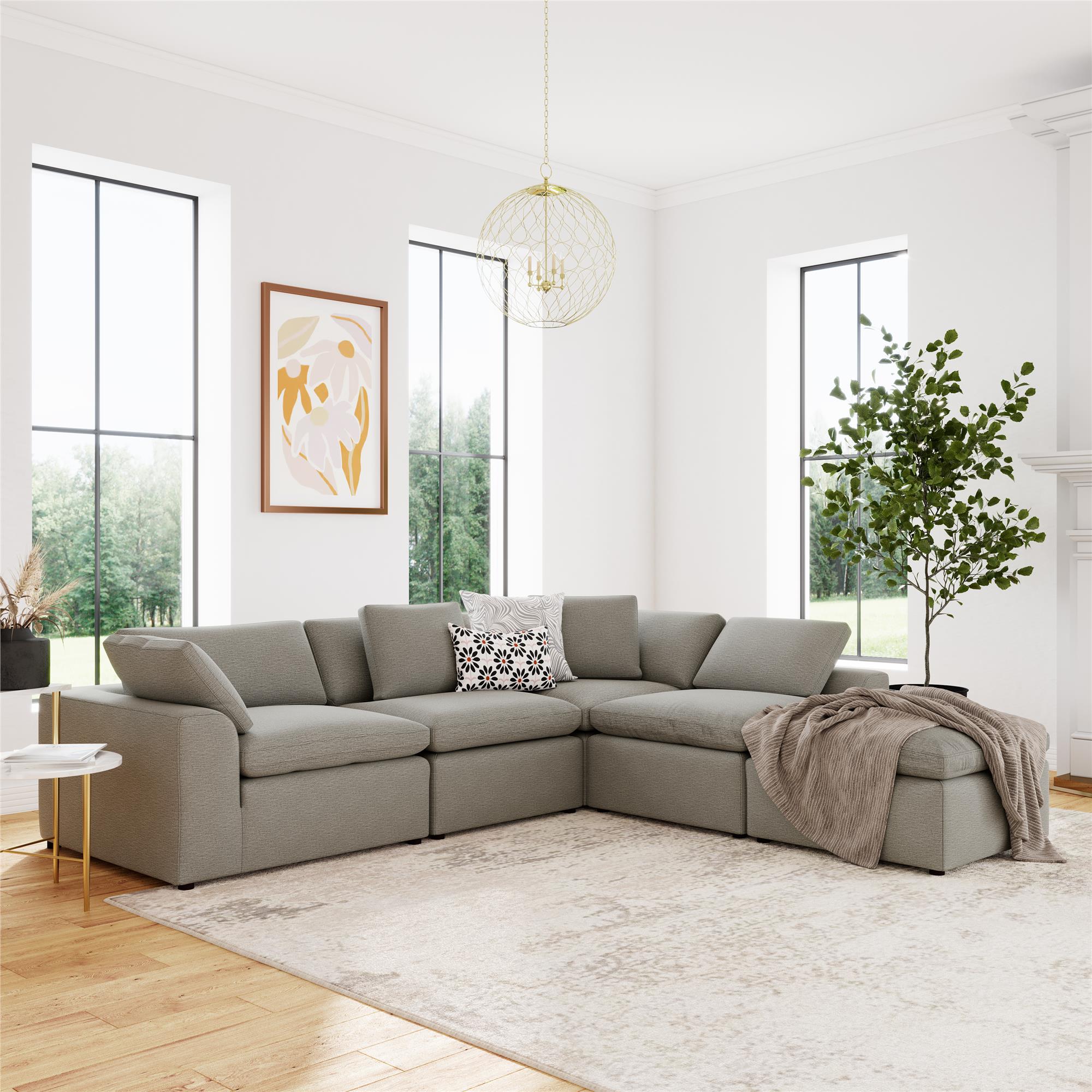 York Modular Armless Chair, Urban Steel Taupe - Taupe