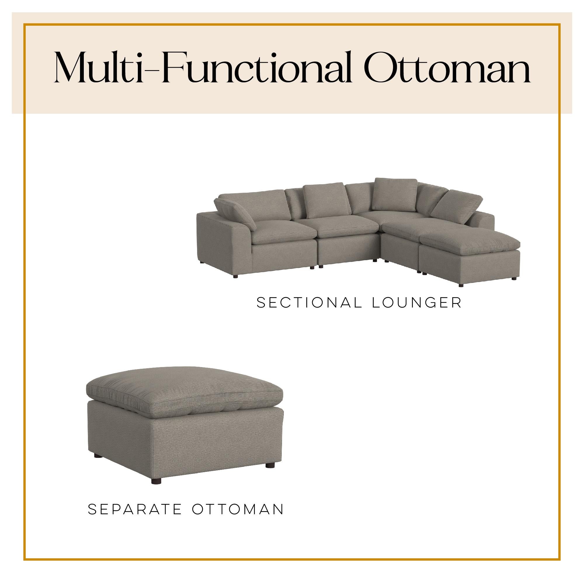 York Modular Ottoman, Urban Steel Taupe - Taupe