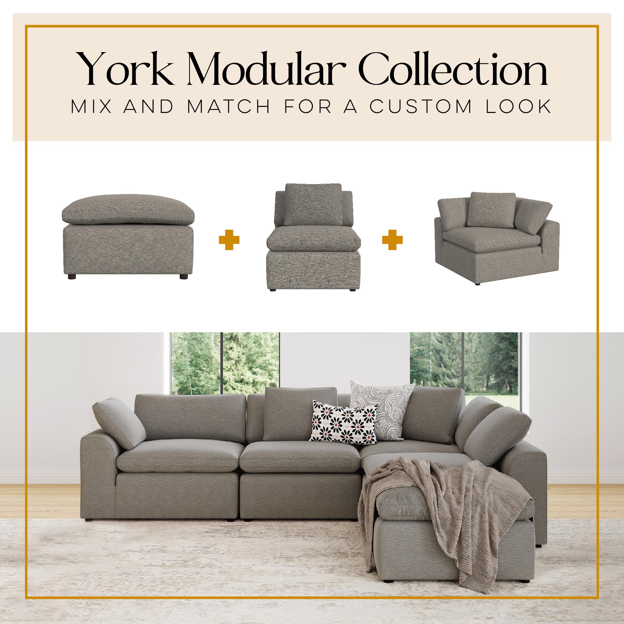 York Modular Ottoman, Urban Steel Taupe - Taupe