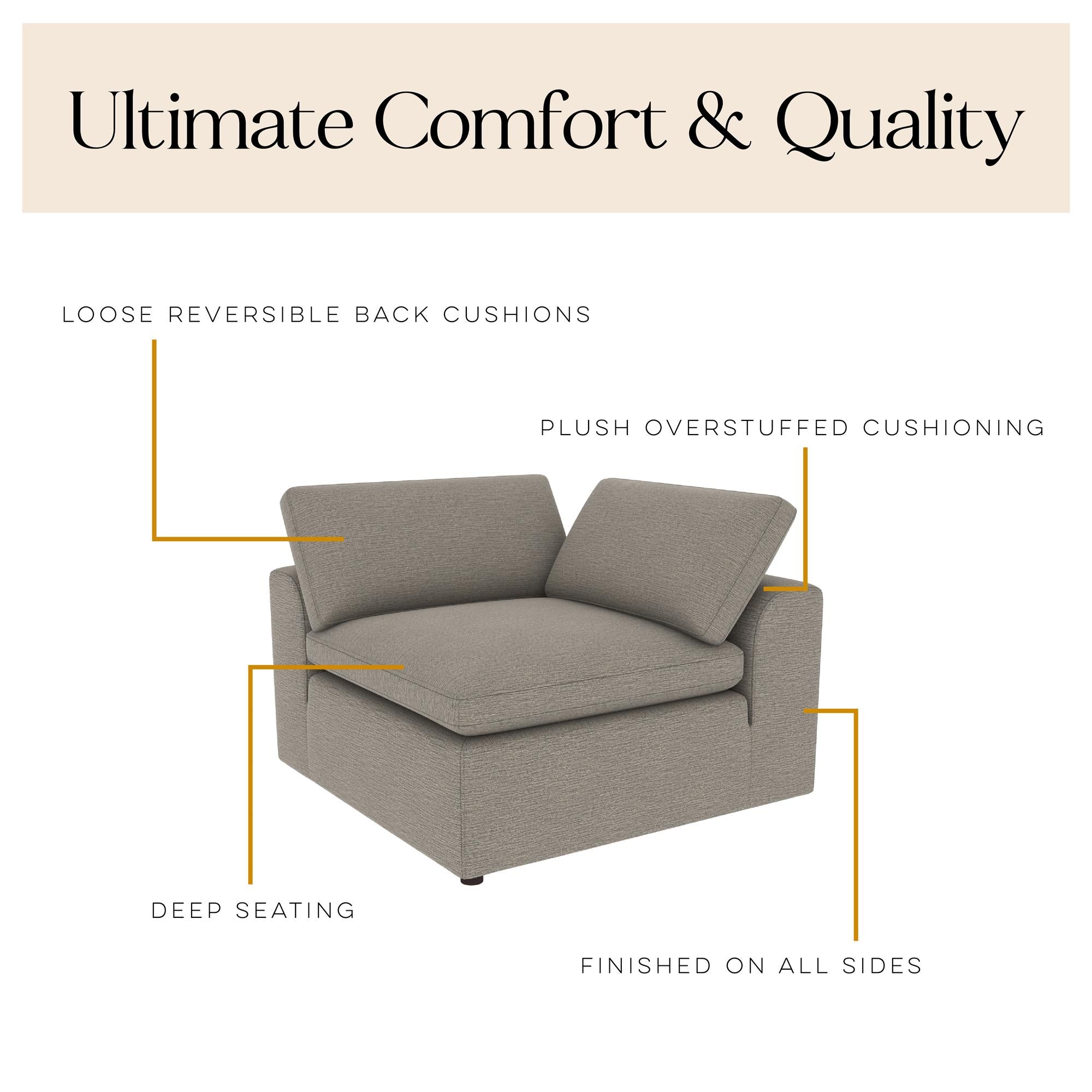 York Modular Corner Chair, Urban Steel Taupe - Taupe