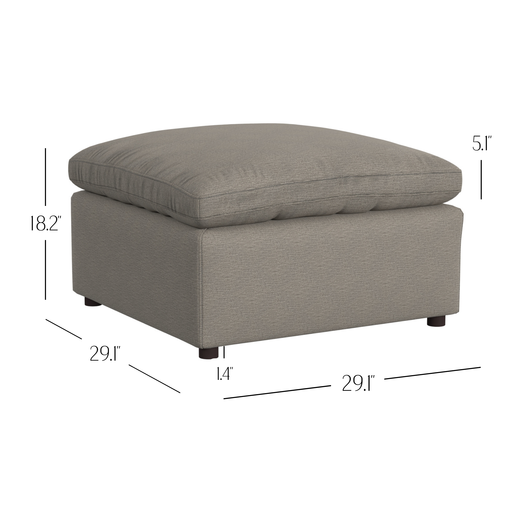 York Modular Ottoman, Urban Steel Taupe - Taupe