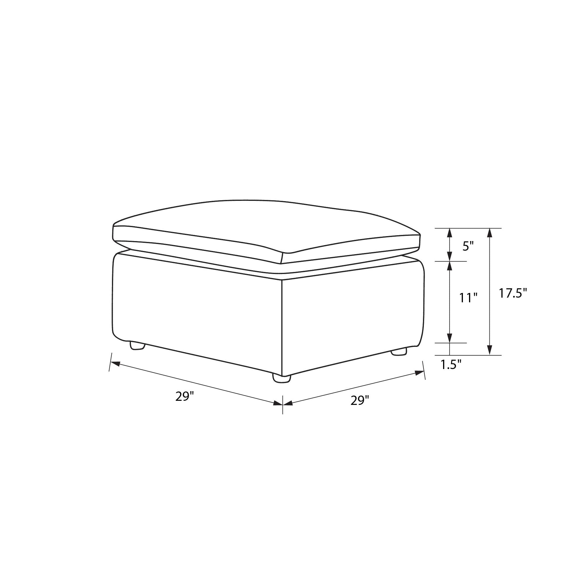 York Modular Ottoman, Urban Steel Taupe - Taupe