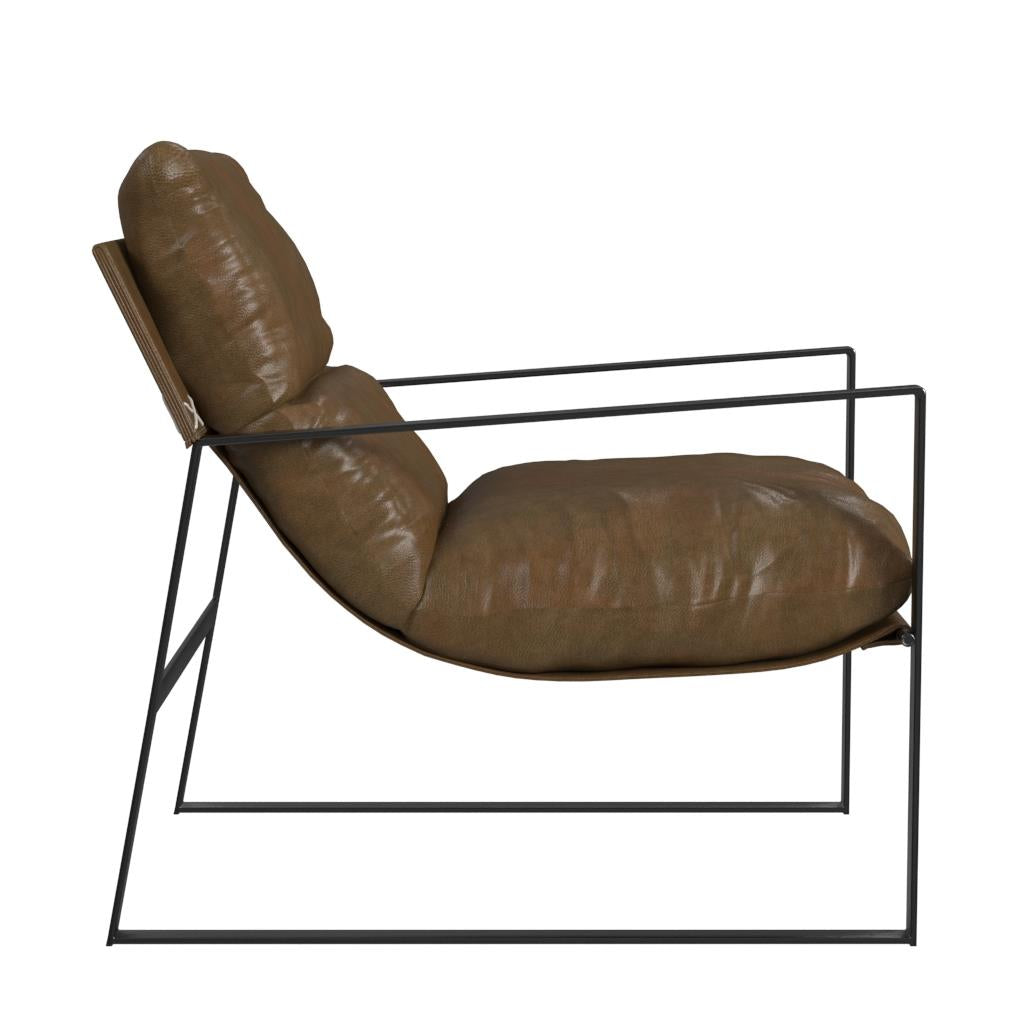 Varick Faux Leather Accent Chair, Acorn - Acorn