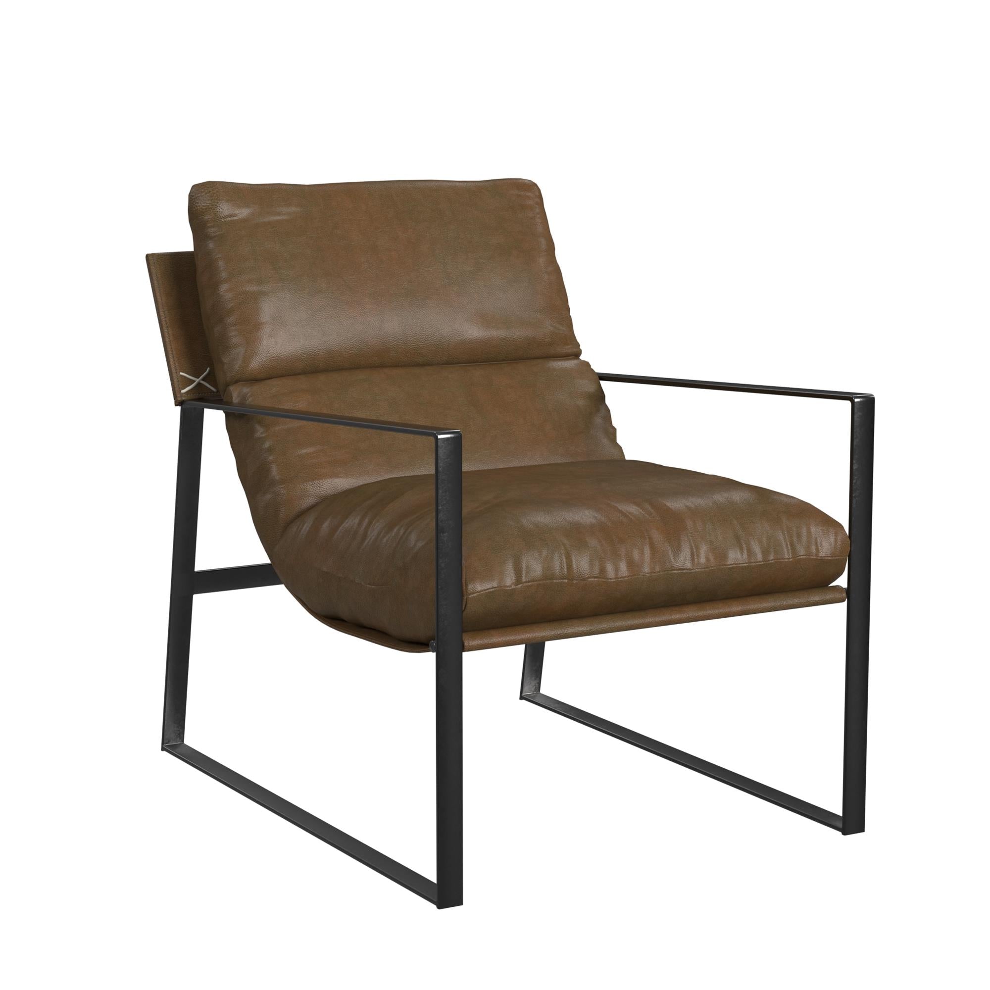 Varick Faux Leather Accent Chair, Acorn - Acorn