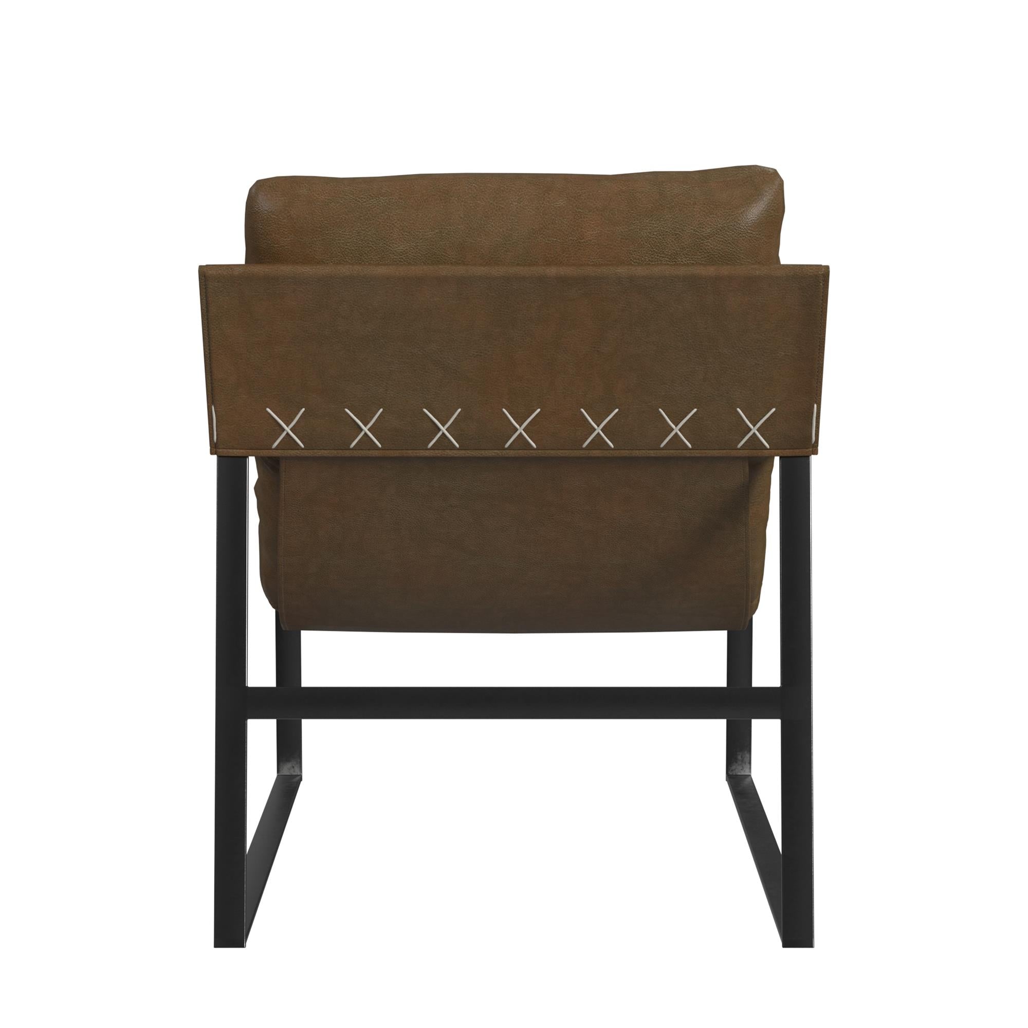 Varick Faux Leather Accent Chair, Acorn - Acorn