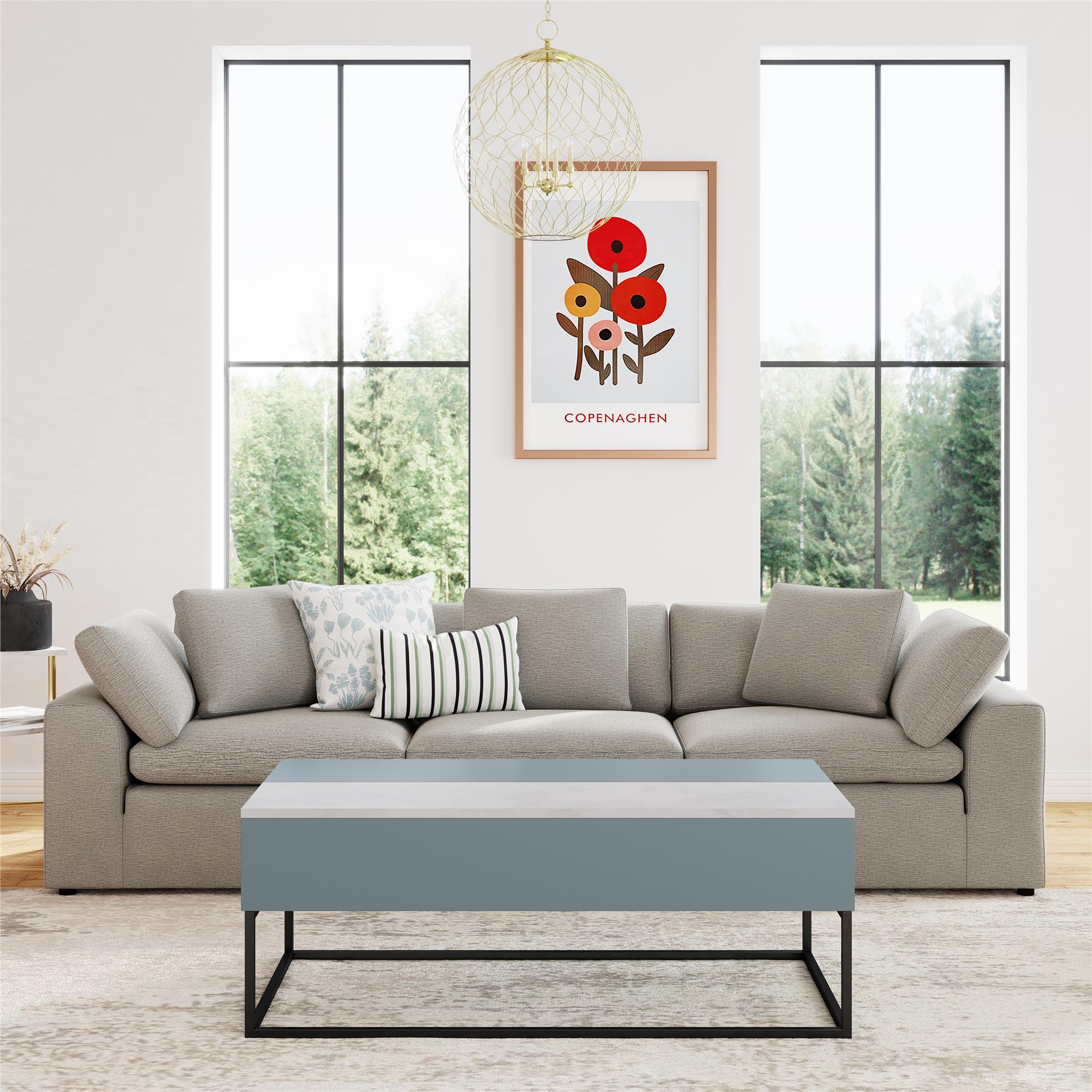 Perry Lift-Top Coffee Table, Powder Blue - Powder Blue