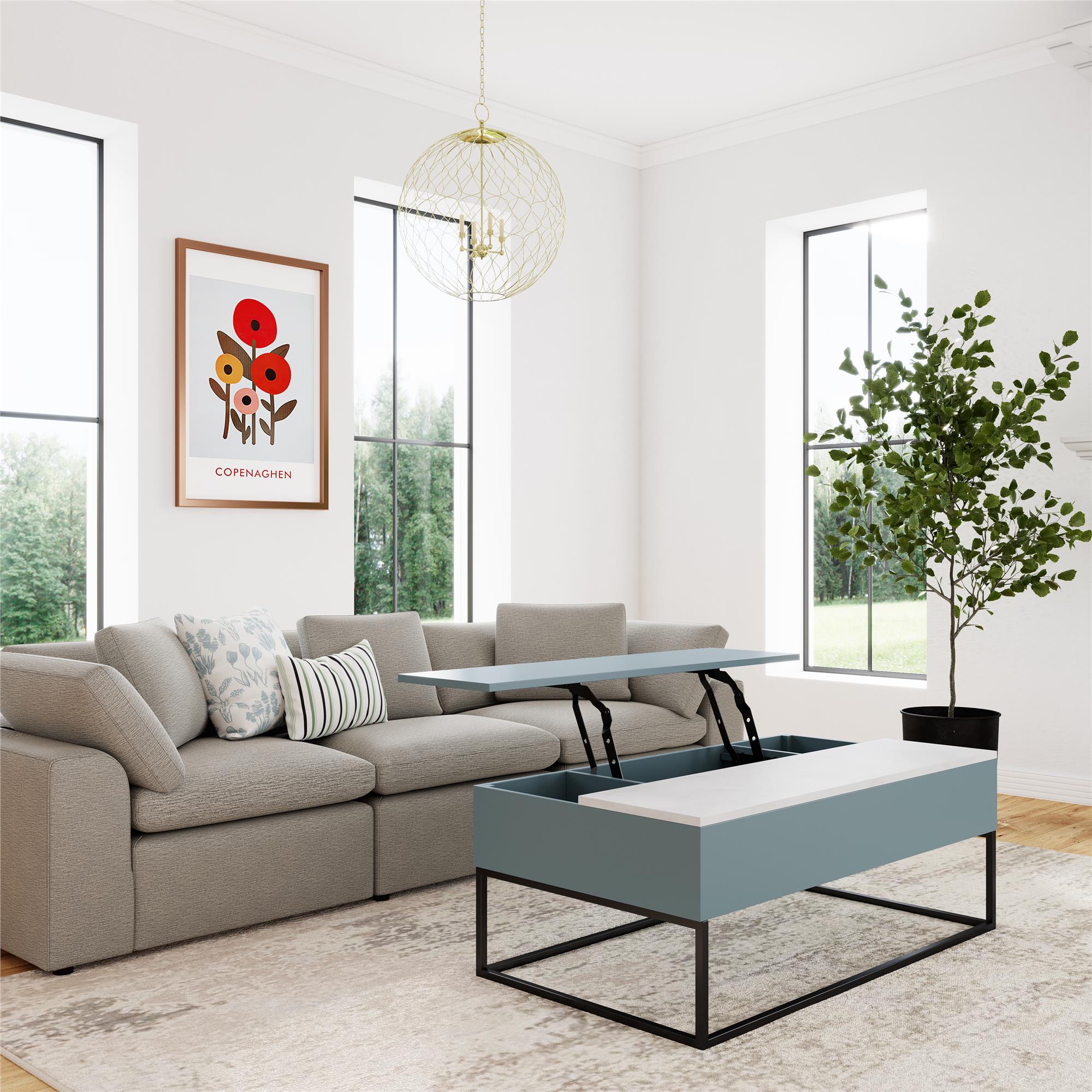 Perry Lift-Top Coffee Table, Powder Blue - Powder Blue