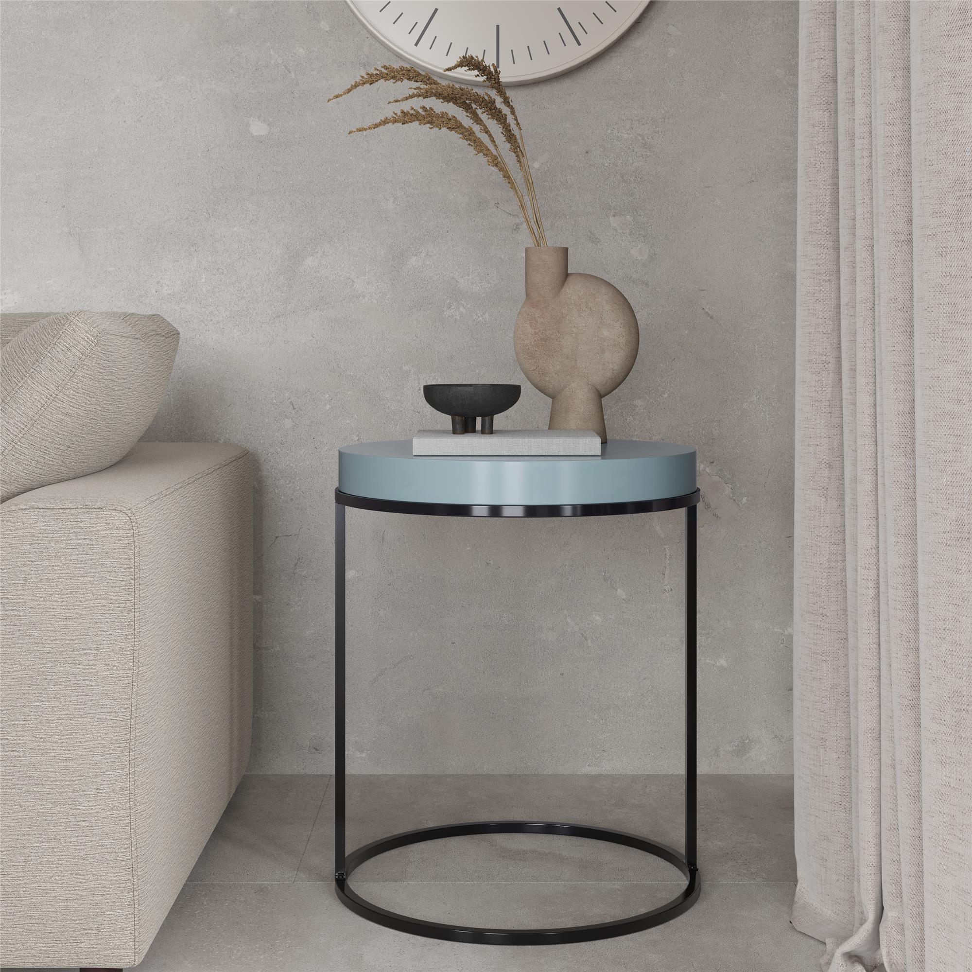 Perry Round Accent Table, Powder Blue - Powder Blue