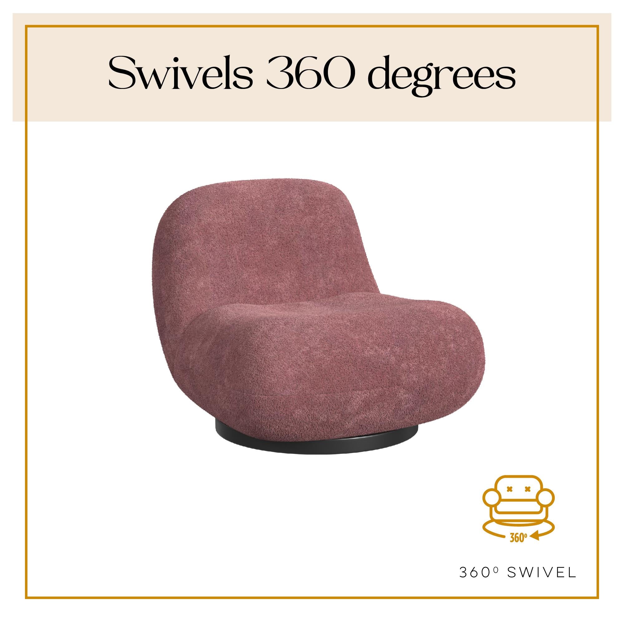 Crosby Boucle Swivel Chair, Berry - Berry