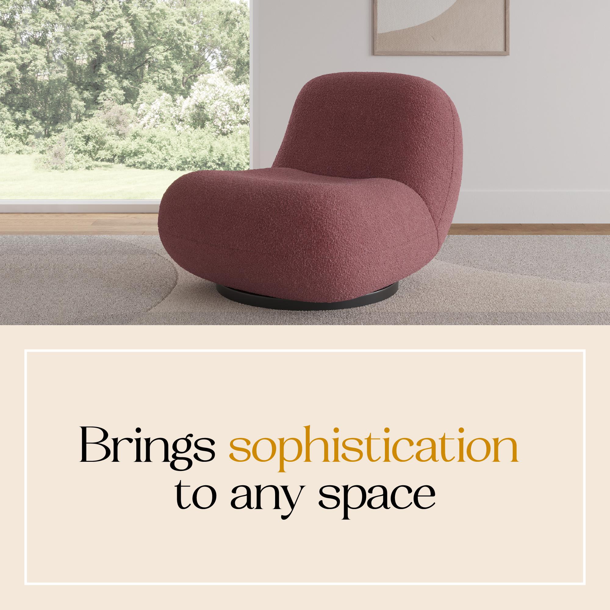 Crosby Boucle Swivel Chair, Berry - Berry