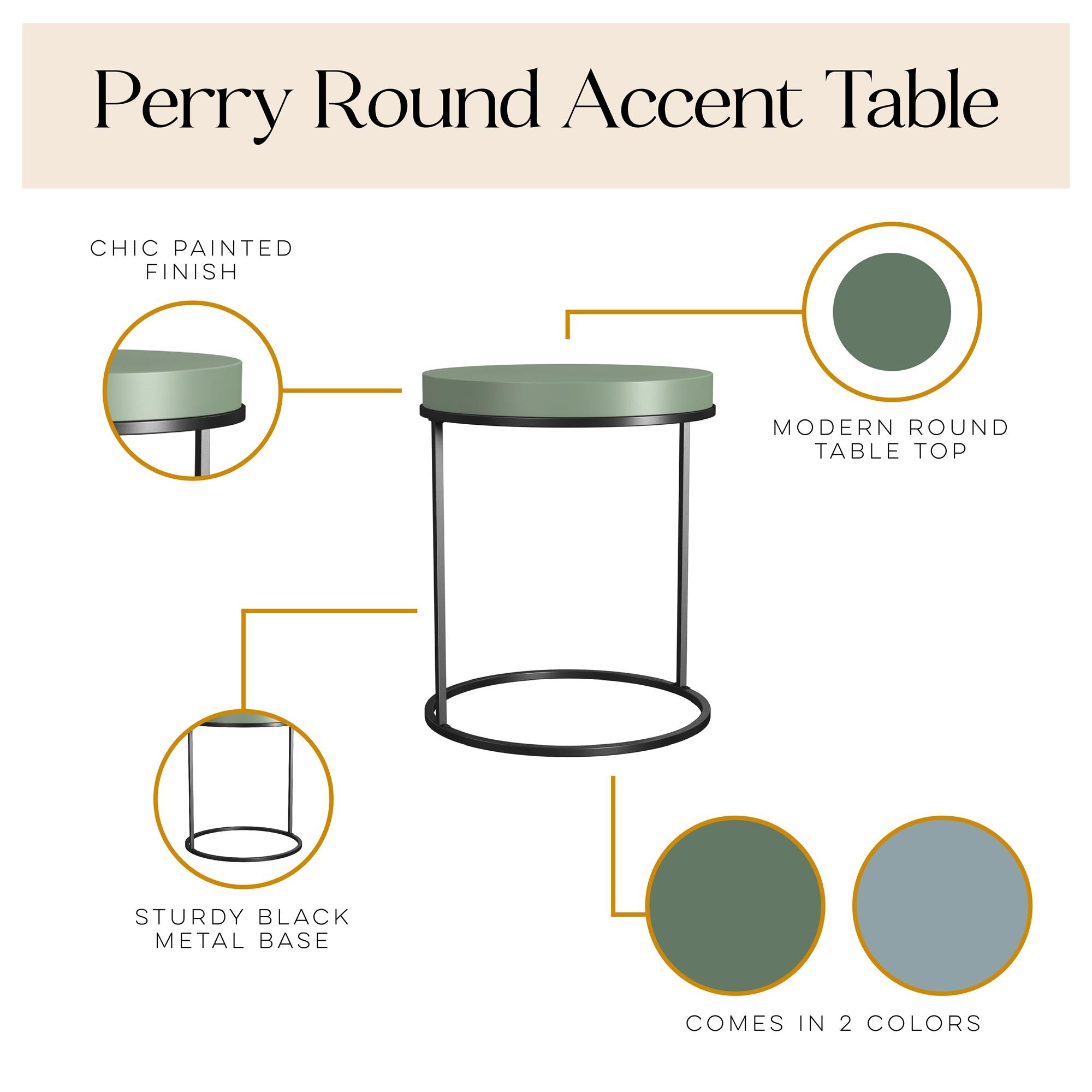 Perry Round Accent Table, Sage Green - Sage