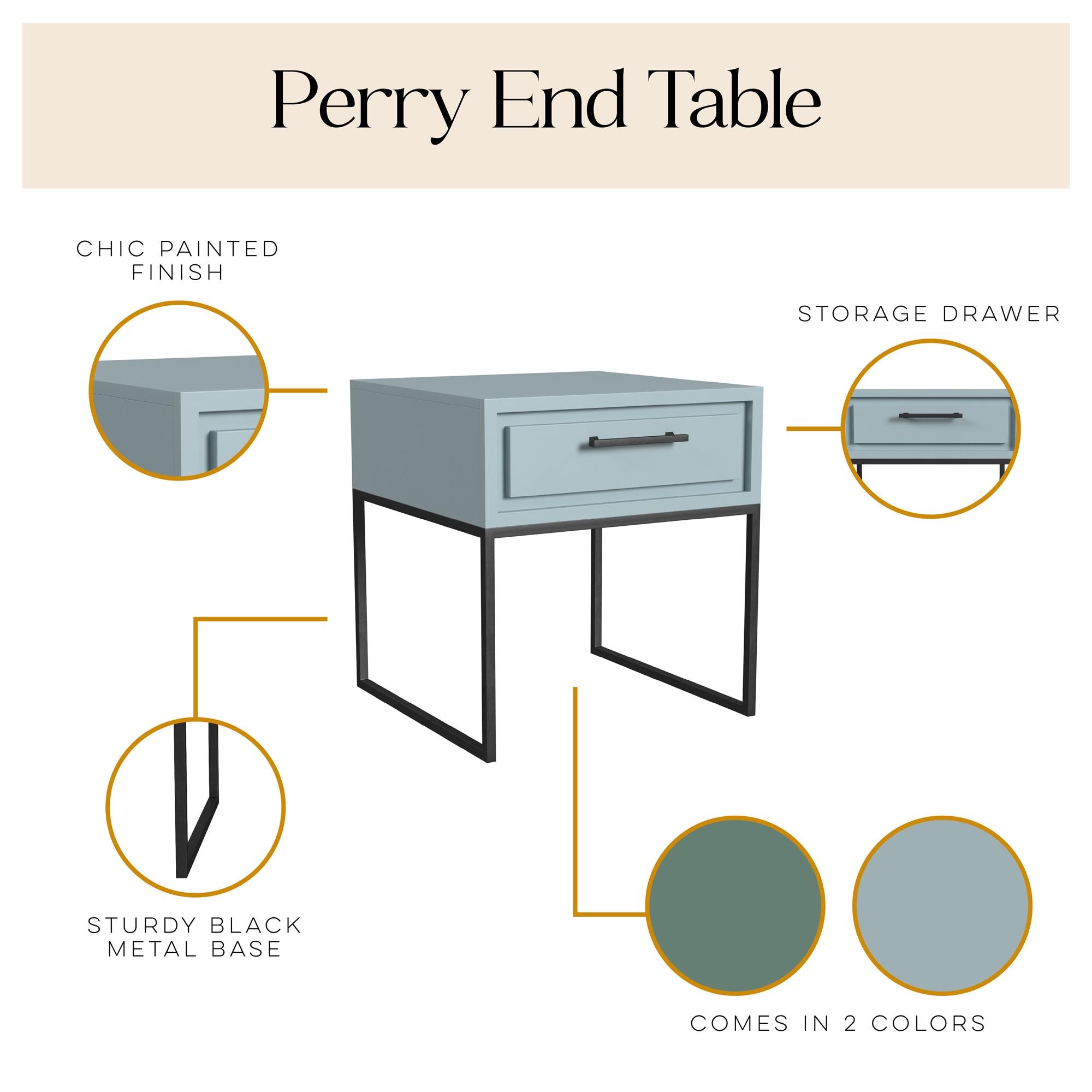 Perry End Table, Powder Blue - Powder Blue