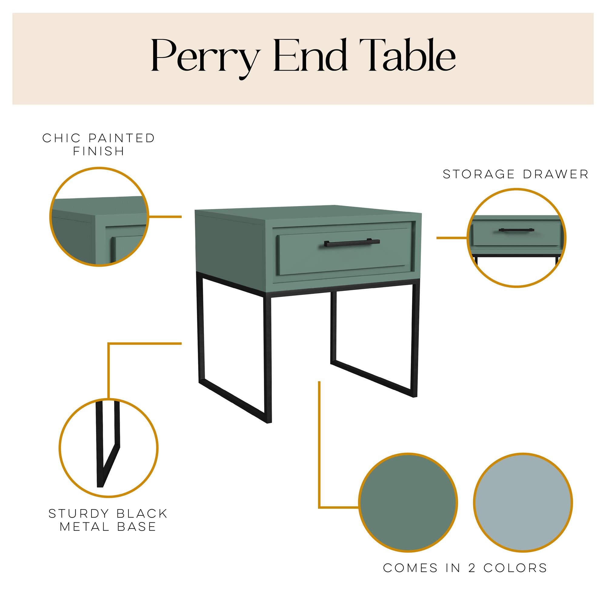 Perry End Table, Sage Green - Sage