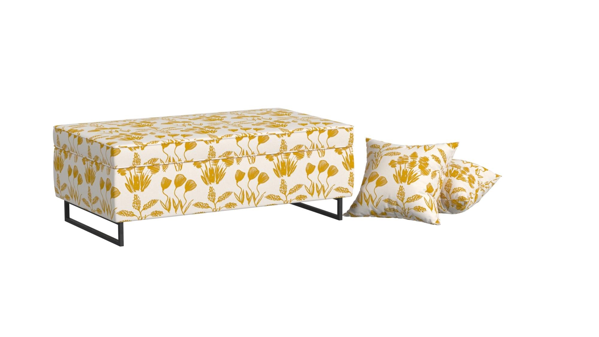 Bleeker Rectangular Storage Ottoman and 2 Pillows Set - Golden Hour Flower Garden - N/A