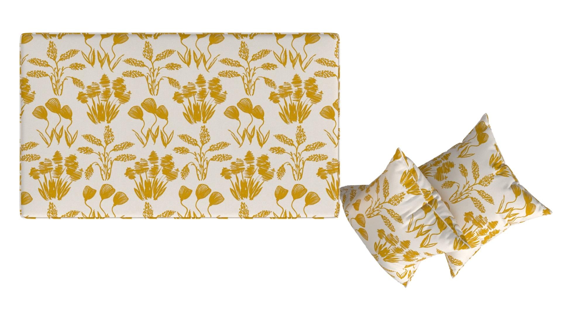 Bleeker Rectangular Storage Ottoman and 2 Pillows Set - Golden Hour Flower Garden - N/A