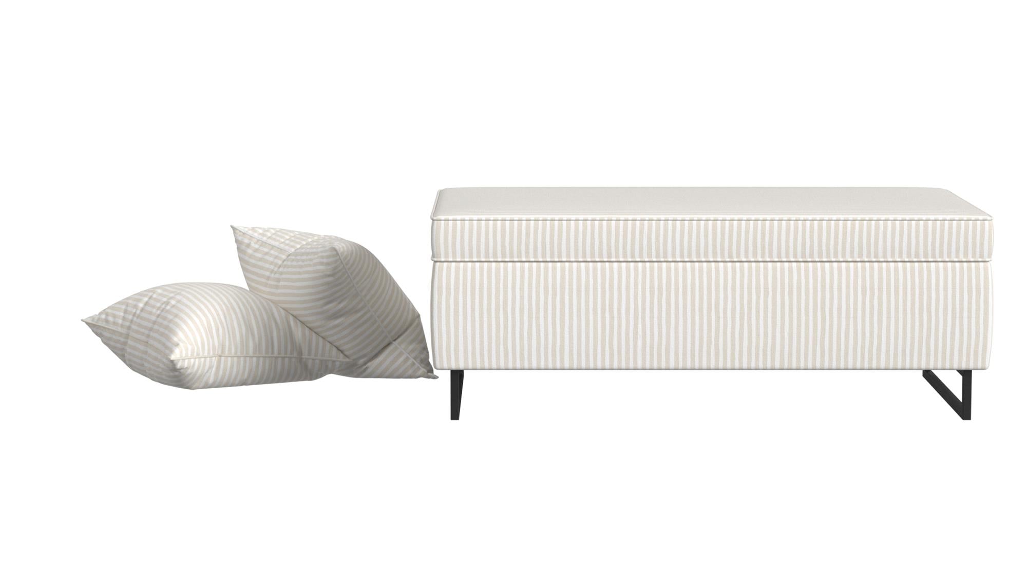 Bleeker Rectangular Storage Ottoman and 2 Pillows Set - Off White Painted Stripe - N/A