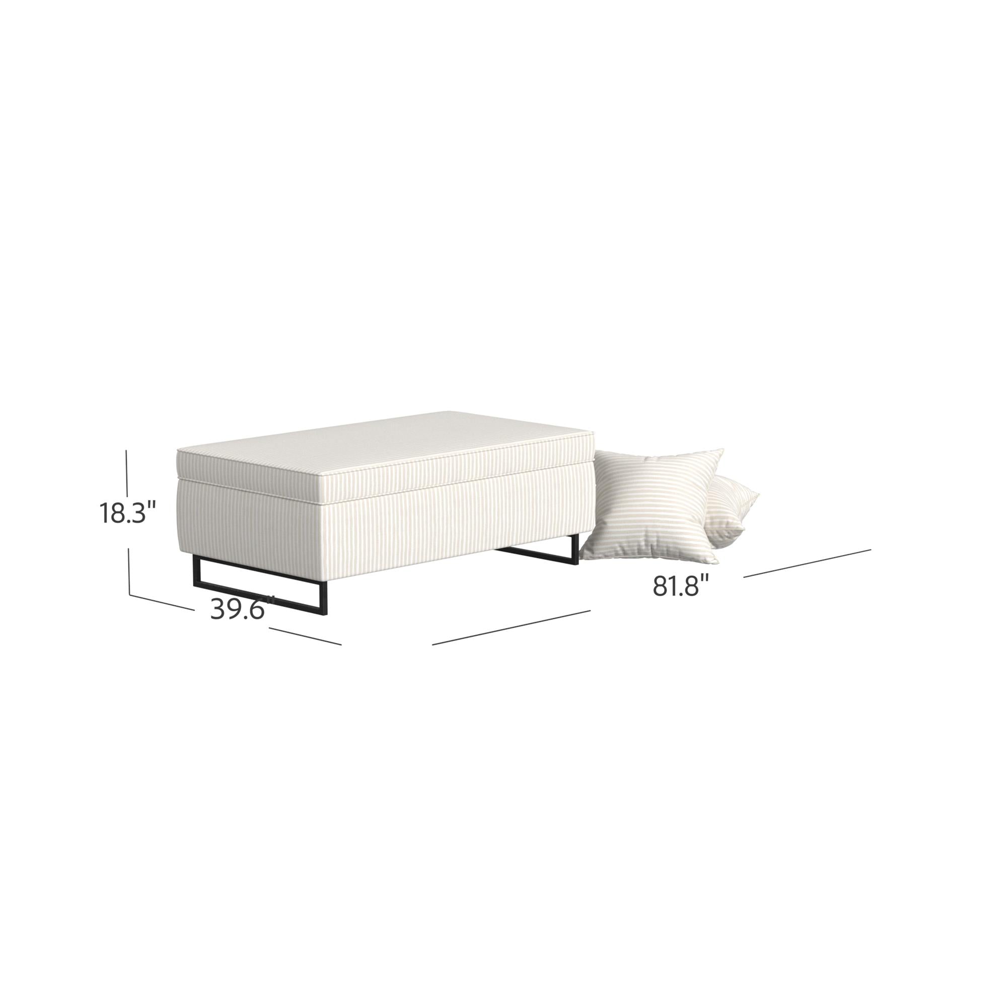 Bleeker Rectangular Storage Ottoman and 2 Pillows Set - Off White Painted Stripe - N/A