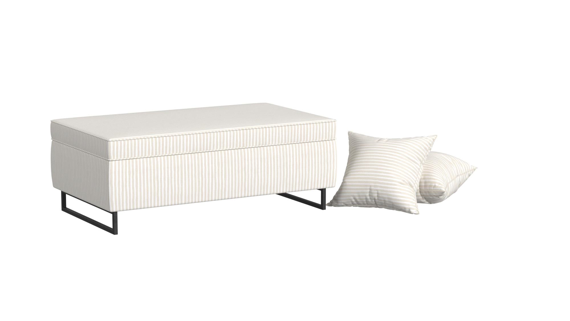 Bleeker Rectangular Storage Ottoman and 2 Pillows Set - Off White Painted Stripe - N/A