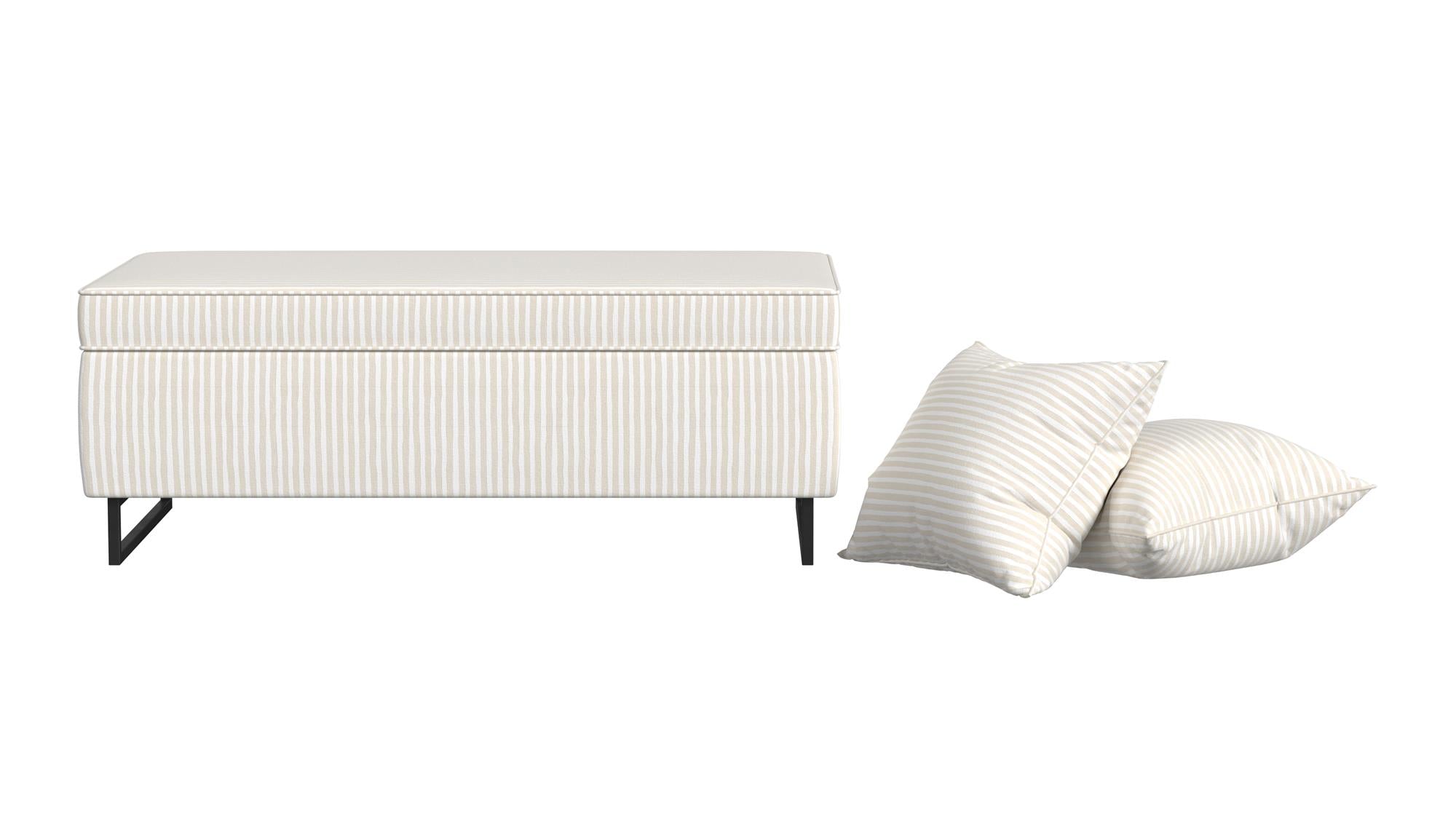 Bleeker Rectangular Storage Ottoman and 2 Pillows Set - Off White Painted Stripe - N/A