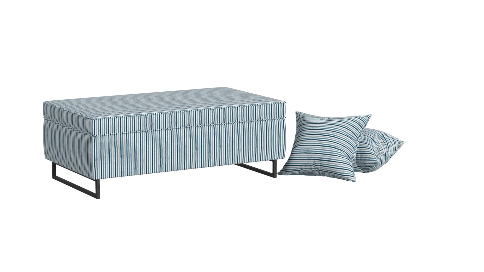 Bleeker Rectangular Storage Ottoman and 2 Pillows Set - Multi Blue Painted Stripe - N/A