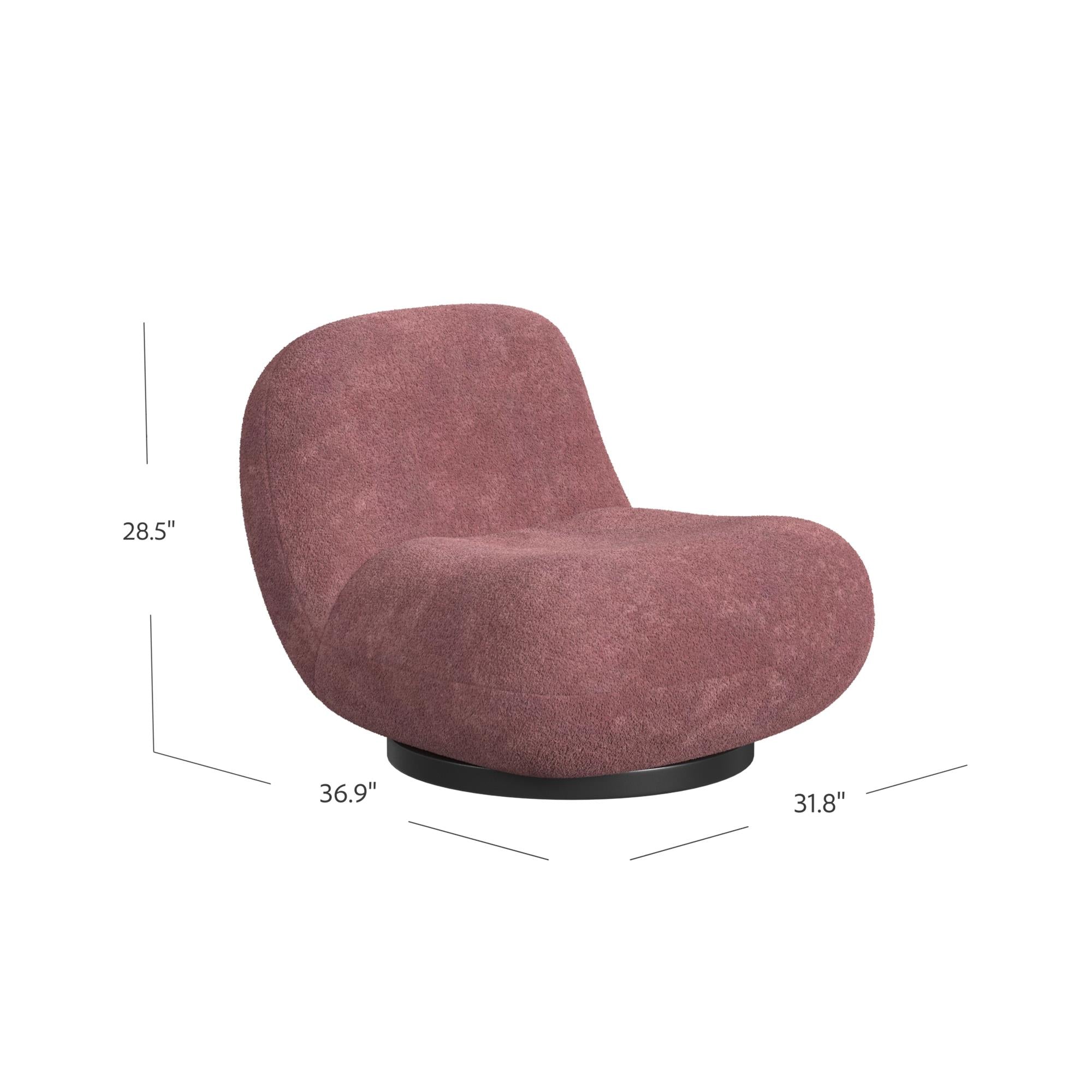 The Village Crosby Boucle Swivel Chair, Berry - Berry