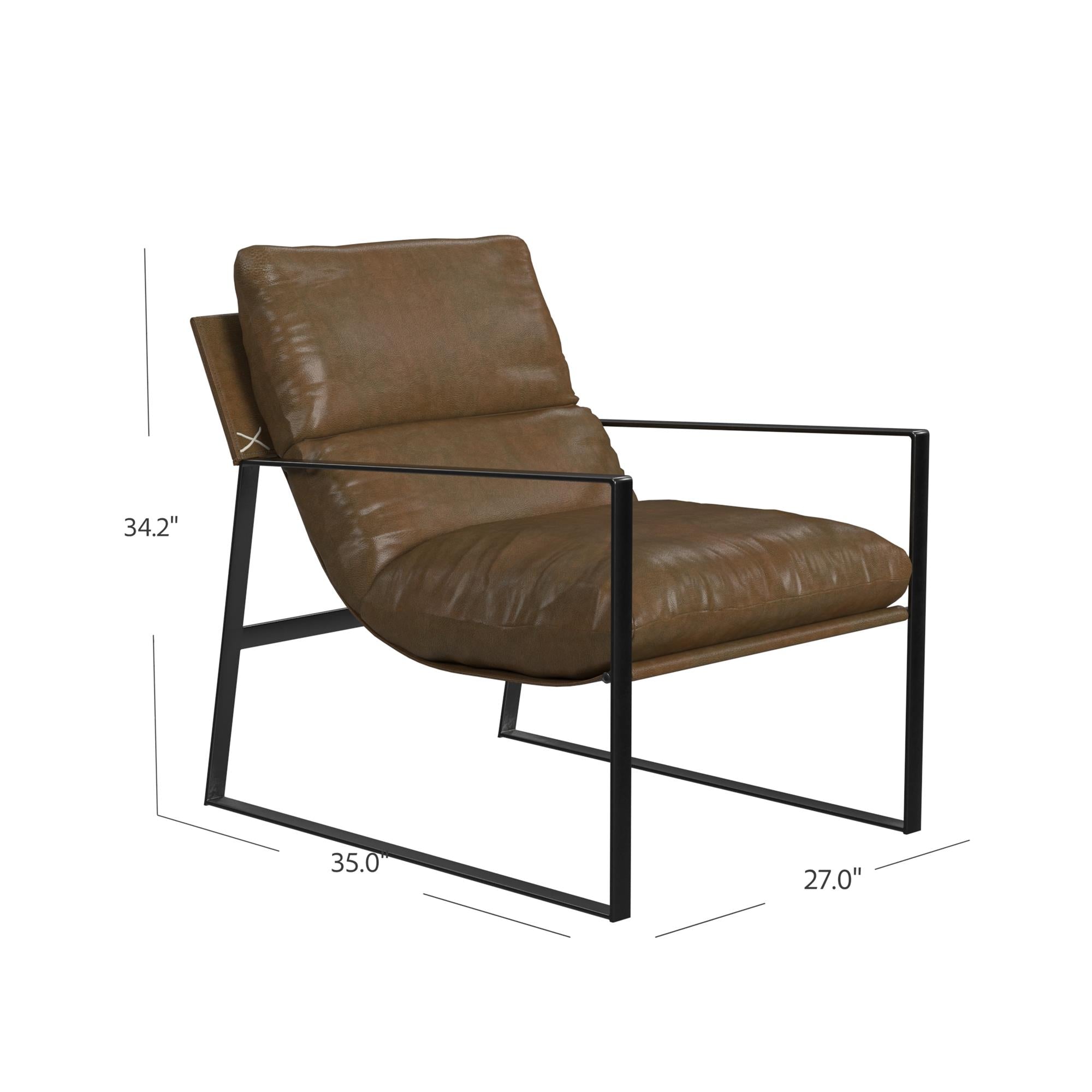 Downtown Varick Faux Leather Accent Chair, Acorn - Acorn
