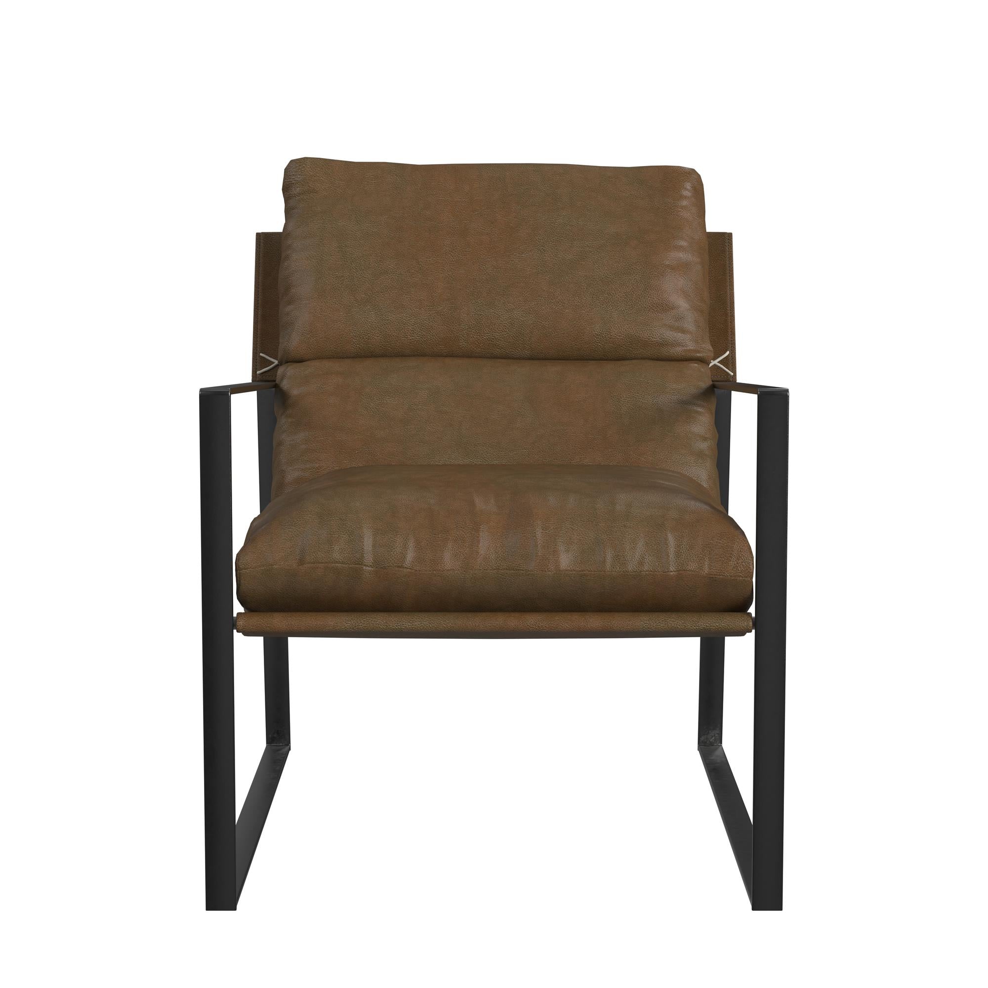 Downtown Varick Faux Leather Accent Chair, Acorn - Acorn