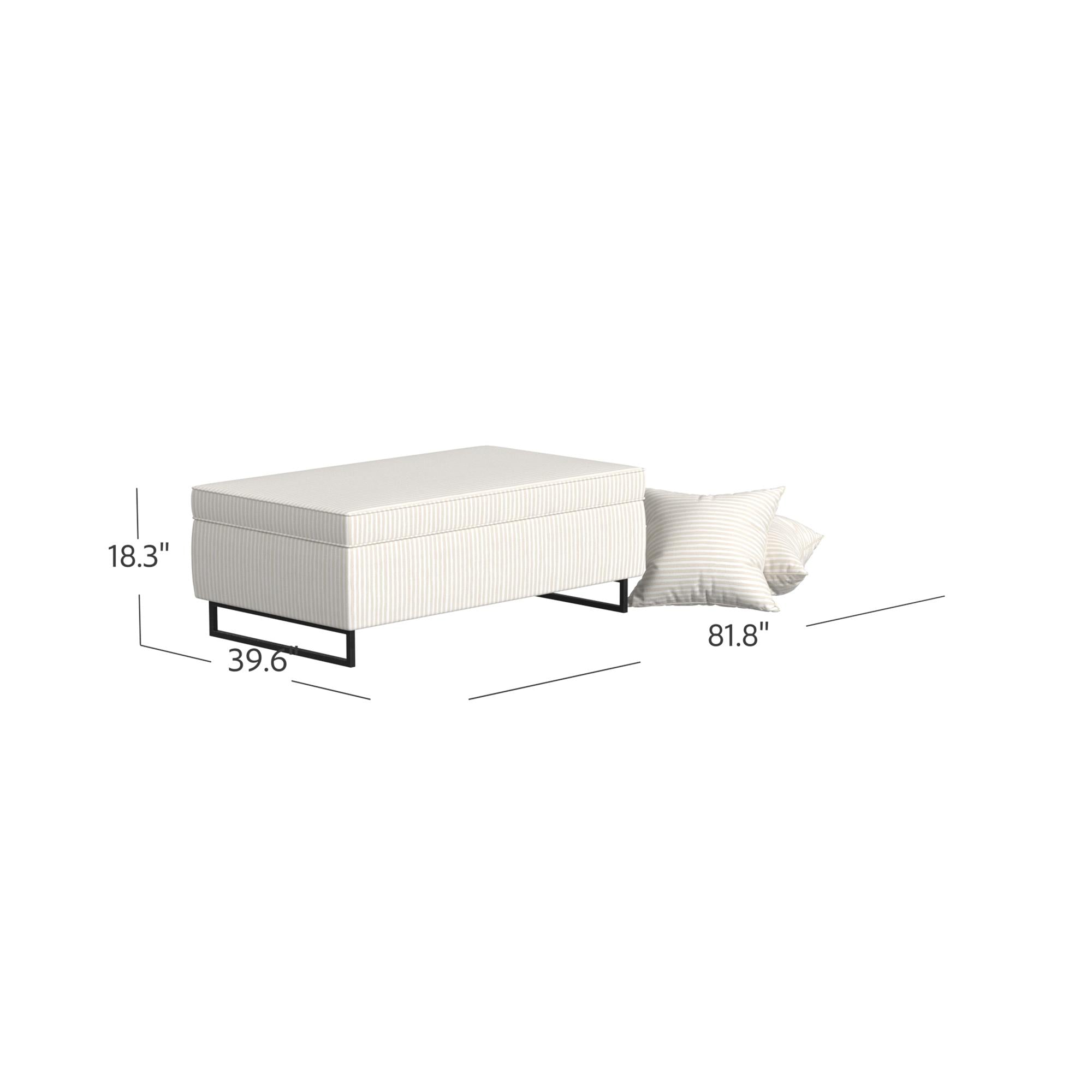  Bleeker Rectangular Storage Ottoman and 2 Pillows Set - Off White Painted Stripe - N/A