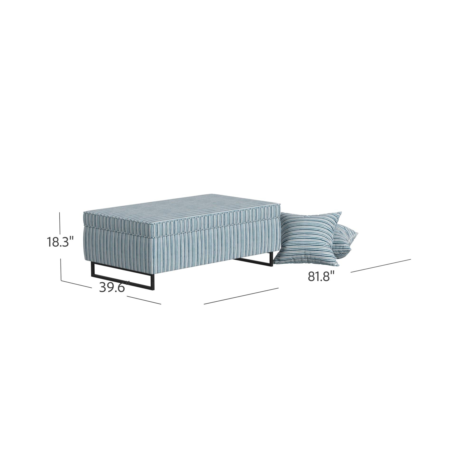  Bleeker Rectangular Storage Ottoman and 2 Pillows Set - Multi Blue Painted Stripe - N/A