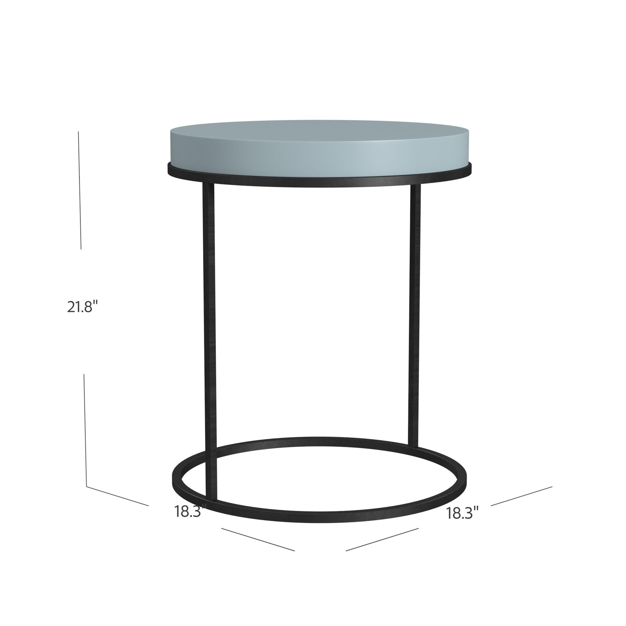 The Village Perry Round Accent Table, Powder Blue - Powder Blue